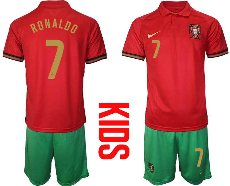 Cheap 2021 European Cup Portugal home Youth 7 soccer jerseys